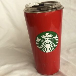 Starbucks Stainless Steel Double  Wall 18 ounce Red Coffee Cup with lid